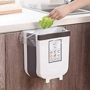 Hanging Trash Can Collapsible Small Garbage Waste Bin for Kitchen Cabinet Door