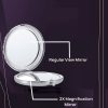 Mini Mix Diamond 1X/2X Magnifying Round Metal Pocket Makeup Mirror (Silver)