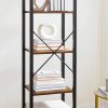 6-Tier Rustic Bookshelf, Brown & Black