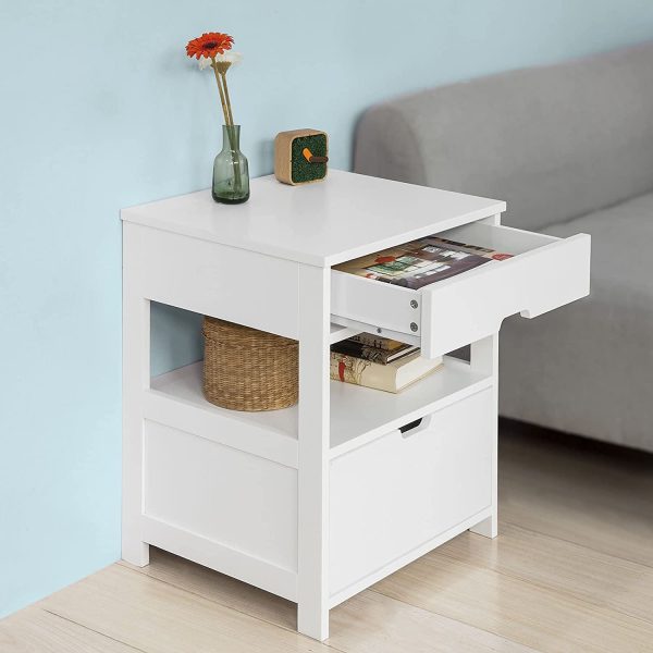 Catalina White Bedside Table with 2 Drawers