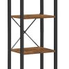 Small 6-Tier Industrial Bookshelf, Rustic Brown, Black