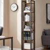 Small 6-Tier Industrial Bookshelf, Rustic Brown, Black