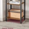 Small 6-Tier Industrial Bookshelf, Rustic Brown, Black