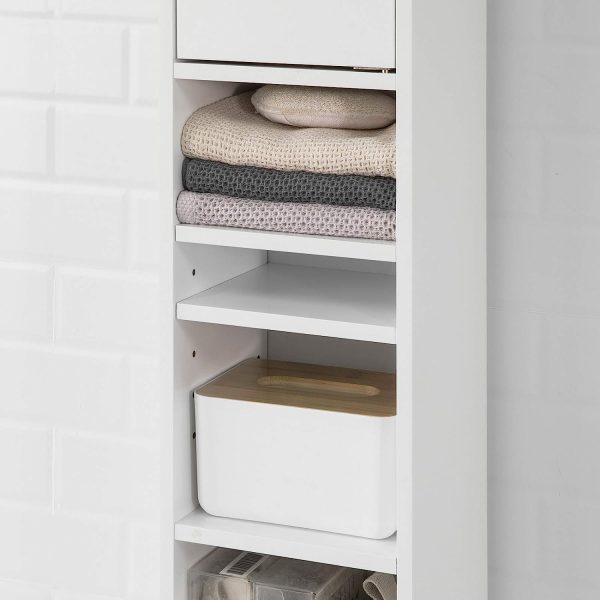 White Tall Bathroom Cabinet High Storage