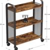 Rustic Brown Kitchen Trolley Rolling Cart with Steel Structure (66 x 26 x 85 cm)