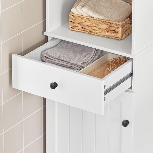 Tall Bathroom Storage Cabinet 3 Shelves, White