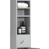 Tall Bathroom Storage Cupboard Shelves, Grey