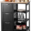 Kitchen Island Cart with Storage, Drawers, Shelves