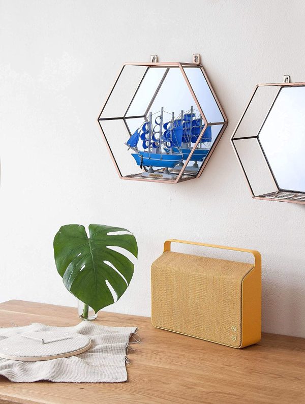 Hexagon Hanging Mirror for Home Decoration (Rose Gold Color)