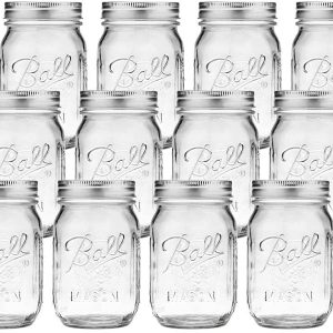 12 Pieces Canning Jars - 480ml Mason Jar Empty Glass Spice Bottles with Airtight Lids and Labels