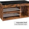 Shoe Storage Bench with Padded Cushion,Flip-Open Storage Box and Adjustable Shelf for Entryway and Living Room