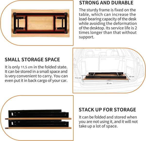 Sturdy and Heavy Duty Foldable Office Computer Desk (Teak, 80cm)