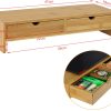 Bamboo Monitor Stand Desk Organizer with 2 Drawers