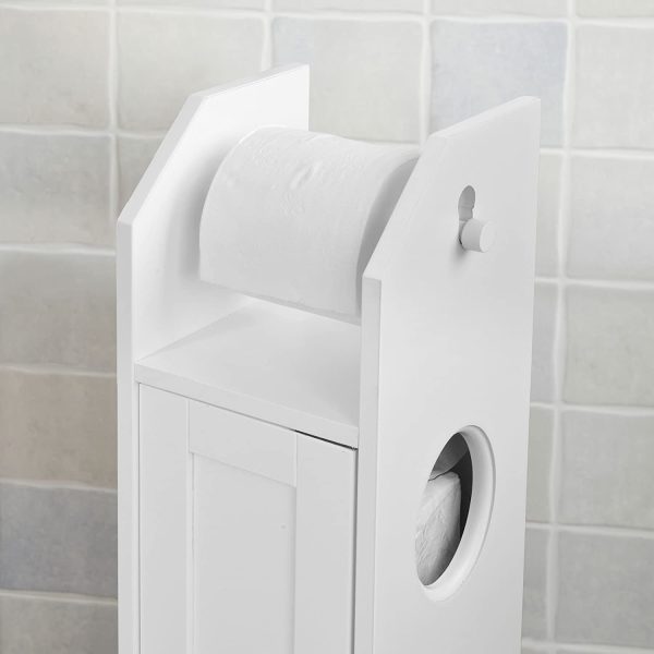 Toilet Paper Holder with Storage, Freestanding Cabinet, Toilet Brush Holder and Toilet Paper Dispenser