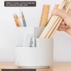 360 degree rotating multi-functional pen holder with 3 separate layer for office desk organiser (Grey)