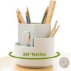 360 degree rotating multi-functional pen holder with 3 separate layer for office desk organiser (White)