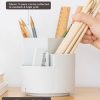 360 degree rotating multi-functional pen holder with 3 separate layer for office desk organiser (White)