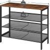 4-Tier Shoe Rack, Industrial Shoe Organizer Storage Bench