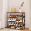 4-Tier Shoe Rack, Industrial Shoe Organizer Storage Bench