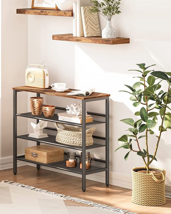 4-Tier Shoe Rack, Industrial Shoe Organizer Storage Bench