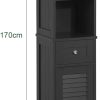 Freestanding Tall Bathroom Cabinet 170 x 32 x 30 cm (Black)