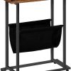 Phillipsburg Industrial Side Table with Magazine Holder Sling and Metal Structure – Brown