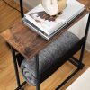 Phillipsburg Industrial Side Table with Magazine Holder Sling and Metal Structure – Brown