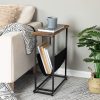 Phillipsburg Industrial Side Table with Magazine Holder Sling and Metal Structure – Brown