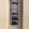 2 Pack 5 Foldable Shelf Hanging Closet Organizer Space Saver with Side Accessories Pockets for Clothes Storage