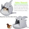 Shark Shape Pet Cave Bed for Cats andSmall Dogs 45 x 45 x 38 cm (Light Grey)