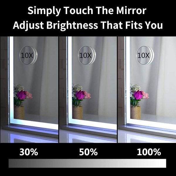 Hollywood LED Makeup Mirror with Smart Touch Control and 3 Colors Dimmable Light (72 x 56 cm)