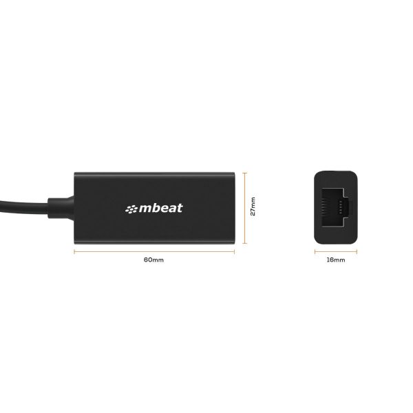 mbeat USB-C Gigabit LAN Ethernet Adapter – Black