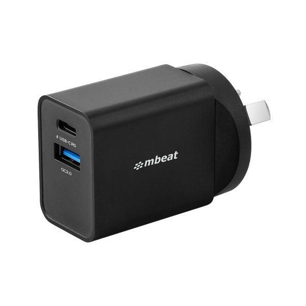 mbeat Gorilla Power 18W Dual Port USB-C PD & QC3.0 Charger