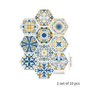 10PCS Tile Set Hexagon Decoration Decal Self-adhesive Oil-proof And Waterproof Wall Stickers