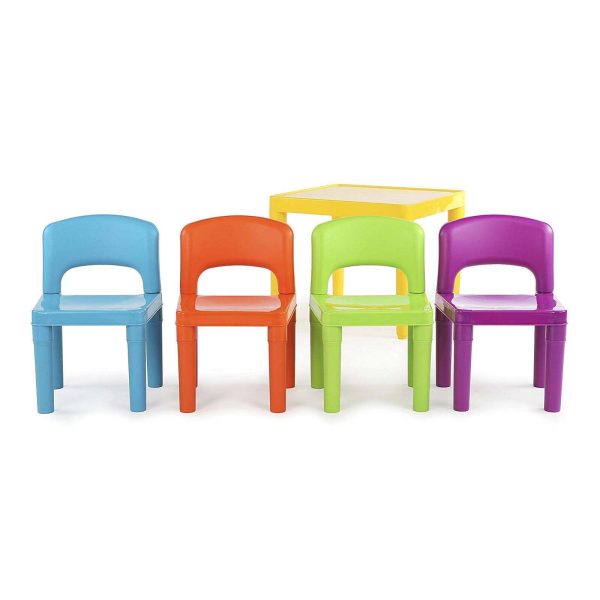 Kids Plastic 5-Piece Table & 4 Chairs Set (Multicoloured)