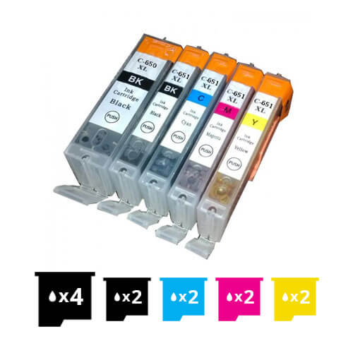 Compatible Premium 12 Pack PGI-650XL CLI-651XL High Yield Inkjet Cartridges [4BK,2PBK,2C,2M,2Y] – for use in Canon Printers