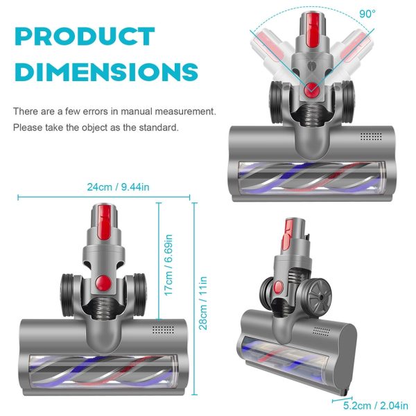 Turbo Brush Roller Head Electric Floor Carpet Head LED For Dyson V7 V8 V10 V11 V15