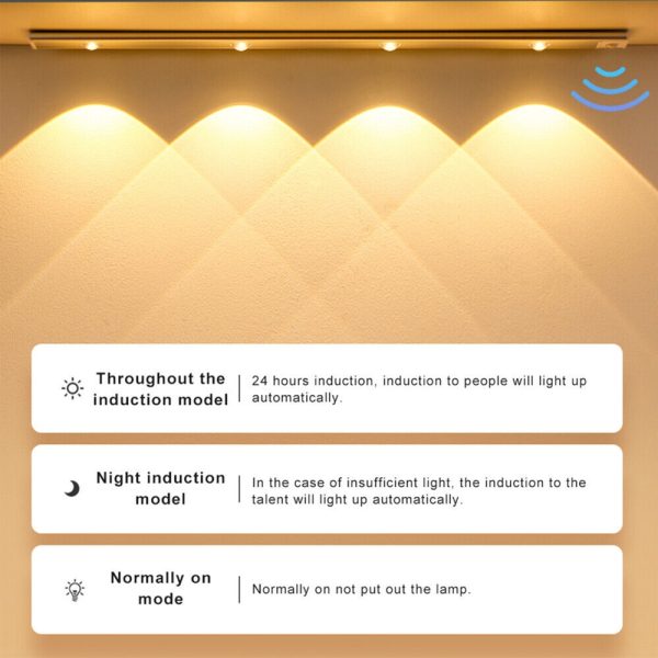 Wireless LED Closet Lights Motion Sensor PIR Induction Lamp Cabinet Lighting USB – 40 cm