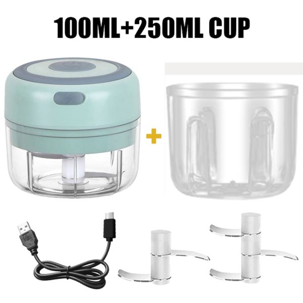 250ML Electric Garlic Food Chopper Vegetable Chopper Grinder Blender Crusher+100ML Cup