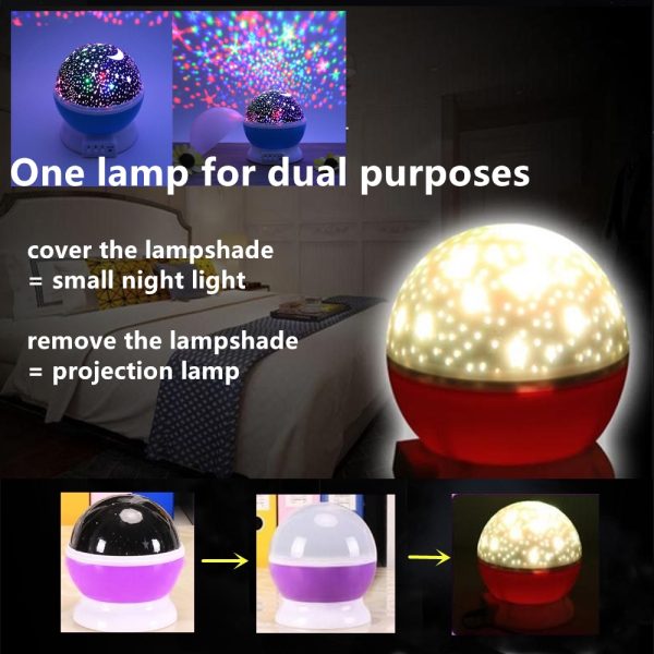 LED Night Star Galaxy Projector Light Rotating Starry Lamp Pink