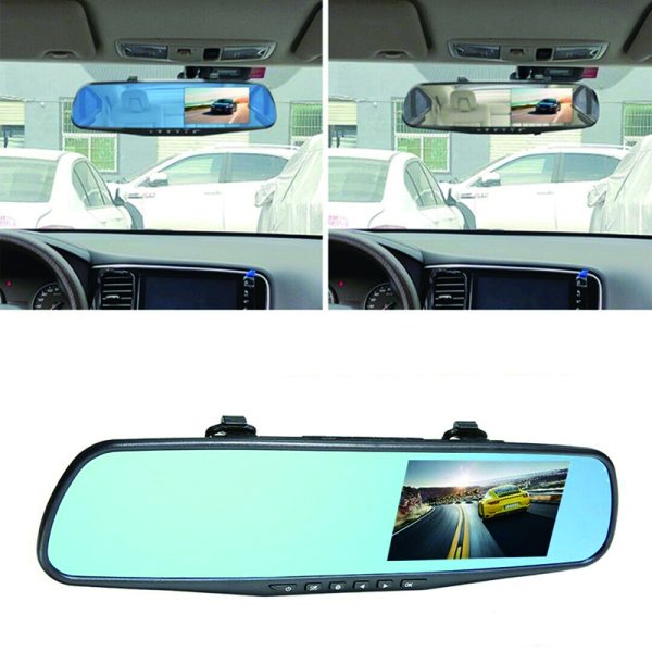 1080P Rear View Reversing Mirror 4.3” Front And Rear DVR Car Dash Camera Dual Lens