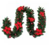 9FT Red Christmas Garland with LED Light Xmas Artificial Wreath Stairs Rattan Decor