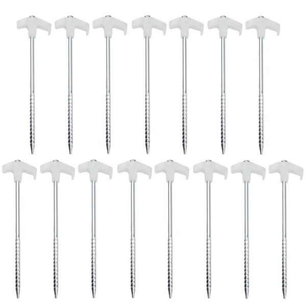 15PCS/set Tent Pegs Heavy Duty Screw Steel In Ground Camping Stakes Outdoor Nail