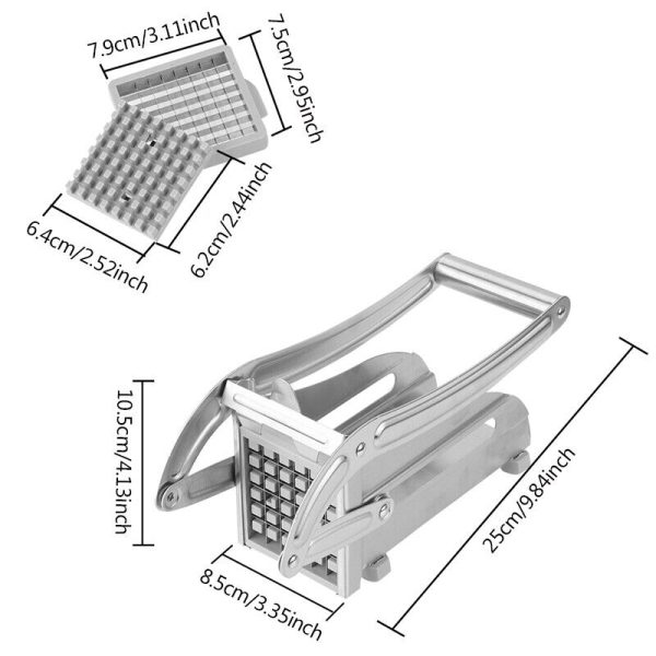 Stainless Potato Chipper French Fries Slicer Chip Cutter Maker Chopper 2 Blades