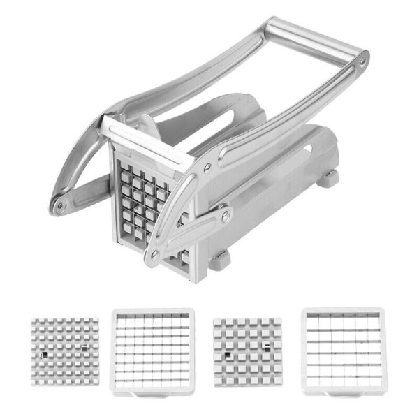 Stainless Potato Chipper French Fries Slicer Chip Cutter Maker Chopper 2 Blades