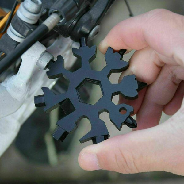 18 in 1 Multi-tool Snowflake Bottle Opener Stainless Keychain Wrench Screwdriver – Black