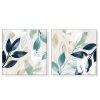 Watercolour style leaves 2 Sets White Frame Canvas Wall Art – 50×50 cm