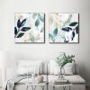 Watercolour style leaves 2 Sets White Frame Canvas Wall Art – 50×50 cm