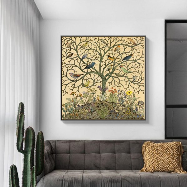 Tree Of Life Black Frame Canvas Wall Art – 50×50 cm