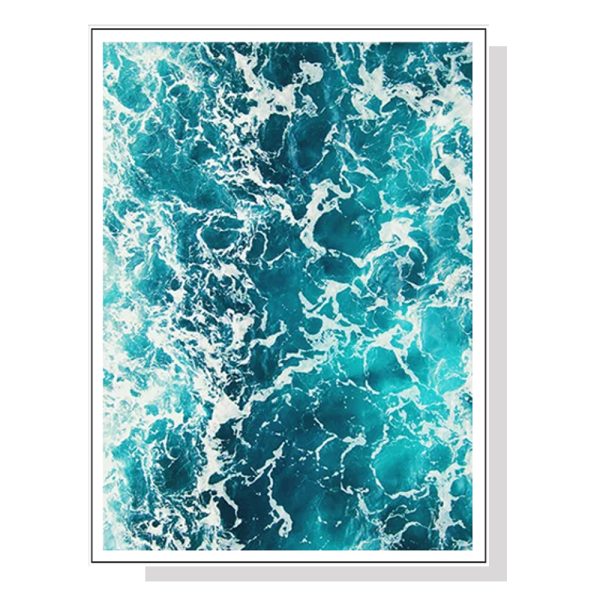 Blue Ocean White Frame Canvas Wall Art – 50×70 cm